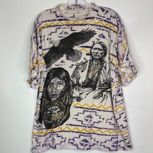 Vintage Accord Native American Tribal AOP Tshirt Size XXL 90s